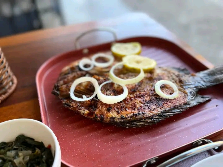 Grilled fish close up